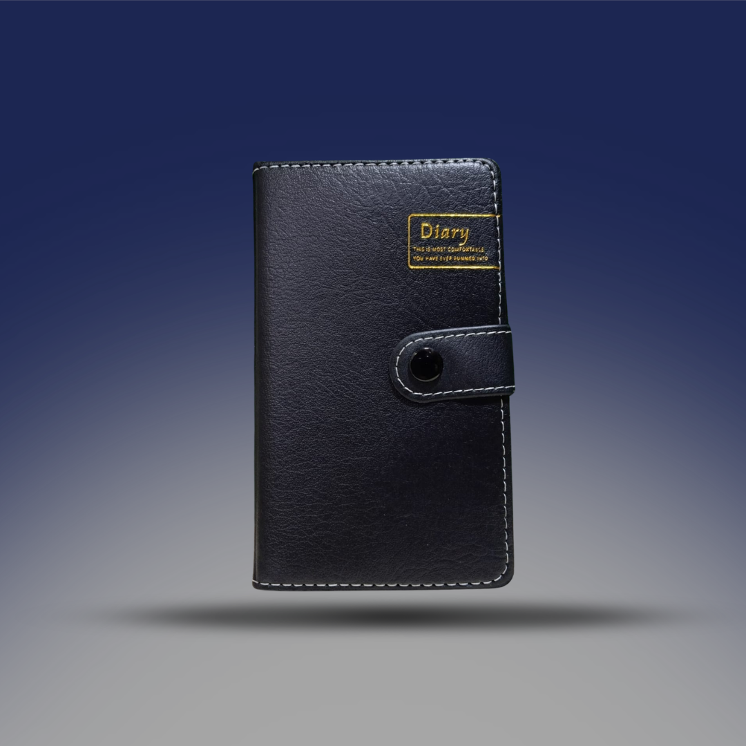 نوتة جلد اسود بكبسونة لغلق النوتة