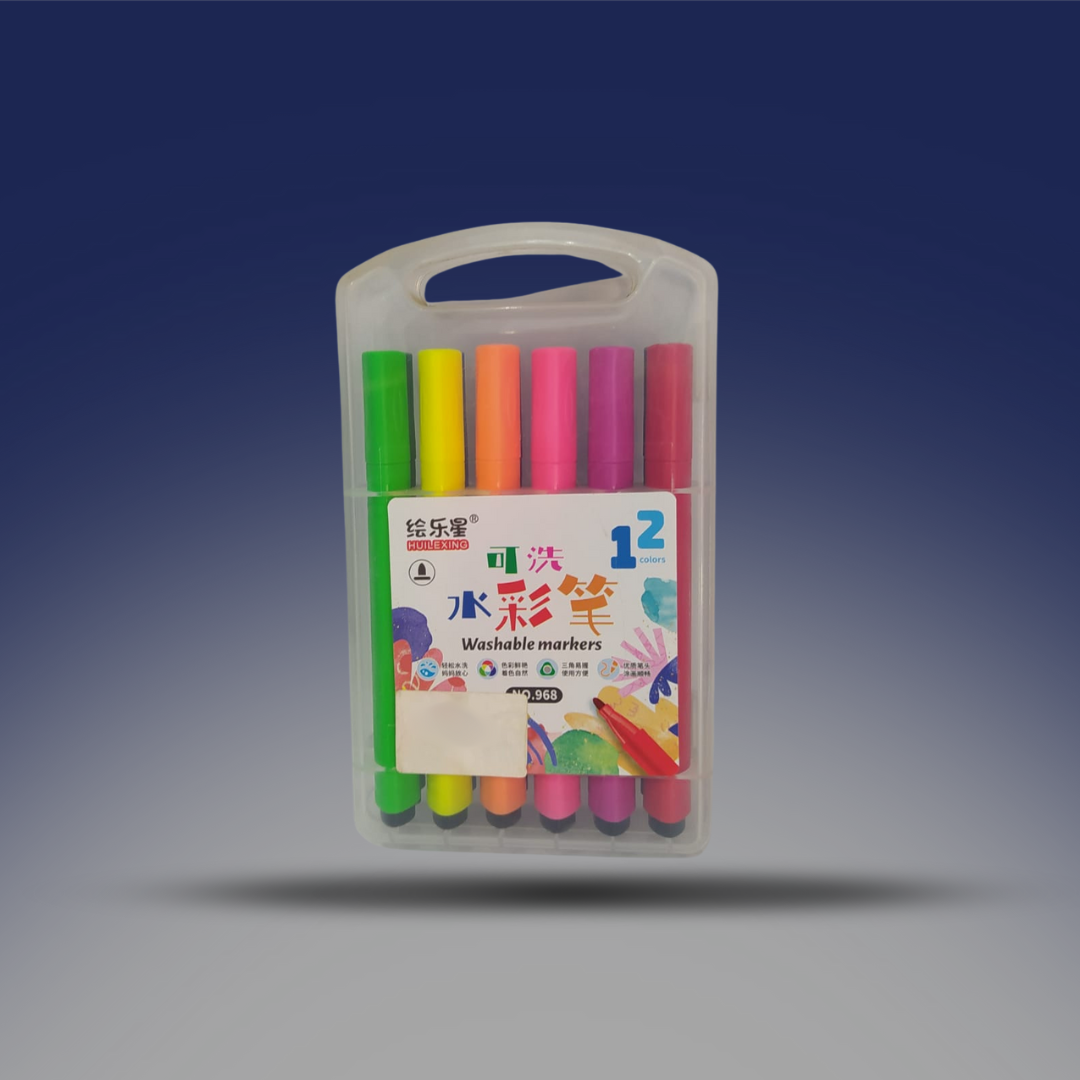 صوره المنتج الوان فلوماستر 12 لون هاي كواليتي في علبة بلاستيك